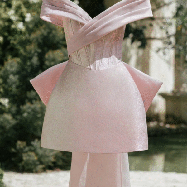 Cute Pink Off The Shoulder Short Birthday Outfits Homecoming Dress With Bow S393