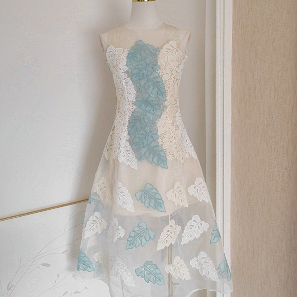 Cute A line Ivory Blue Lace Party Dress Holiday Birthday Outfits For Women SD366