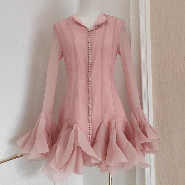 Cute Sheath Scoop Neckline Pink Long Sleeves Short Homecoming Dresses Birthday Outfits SD370