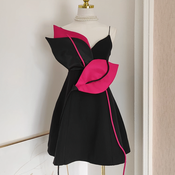 Cheap A line Spaghetti Straps Black Satin Short Homecoming Dresses Birthday Outfits SD362