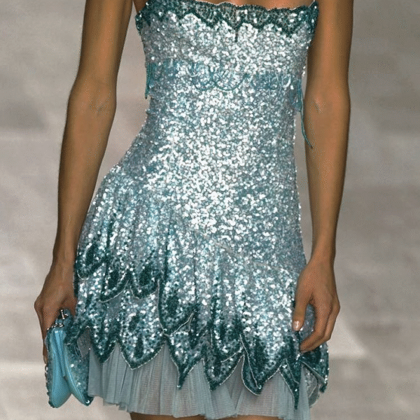 Sparkly Blue Strapless Sequin Homecoming Dress Spaghetti Straps Cocktail Dress Birthday Outfits S345