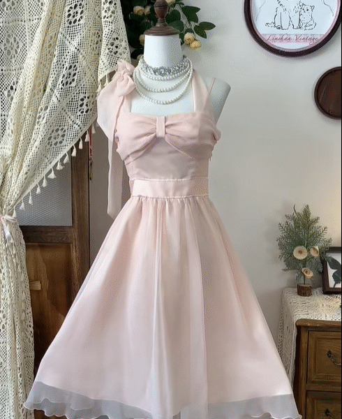 Cute Pink Spaghetti Straps A Line Mini Party Dress Homecoming Dress S331