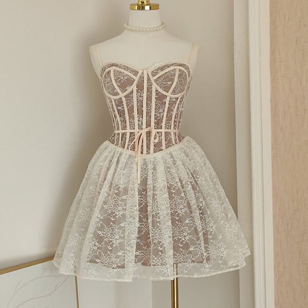 Sexy A line Spaghetti Straps Lace Holiday Dress Travel Vacation Dresses Short Birthday Dress SD1263