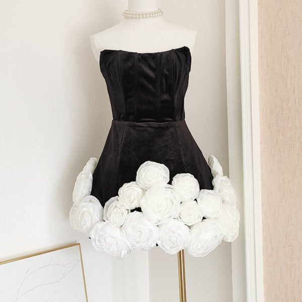 Sexy Sheath Strapless Velvet Black Holiday Dress Travel Vacation Dresses Short Birthday Dress SD1254