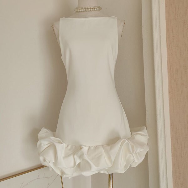Sexy Sheath White Satin Holiday Dress Travel Vacation Dresses Short Birthday Dress SD1253