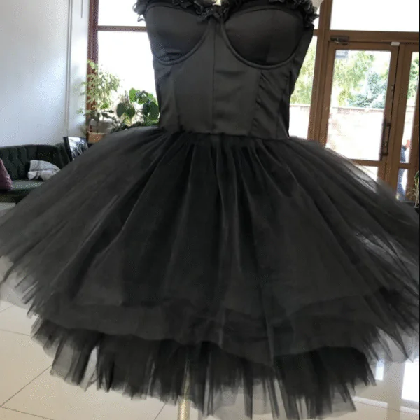 Elegant Sweetheart Black Corset Tulle Short Party Dress Birthday Dress S224