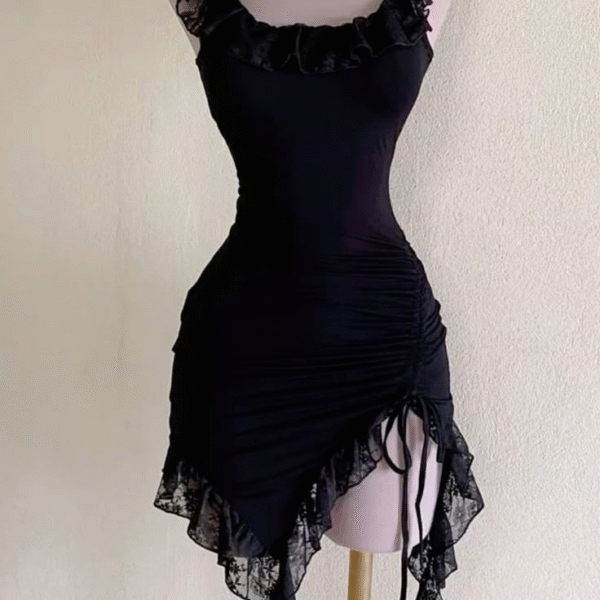 Sexy Black Chiffon Lace Mini Cocktail Dress Homecoming Dress S236