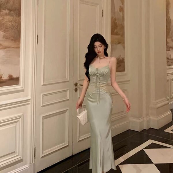 Sexy Sheath Spaghetti Straps Green Prom Dresses Birthday Outfits Evening Gown SD1000