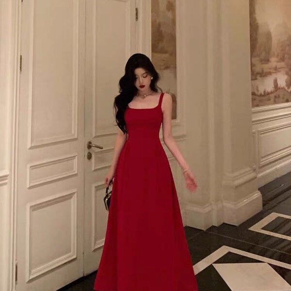 Classy A Line Spaghetti Straps Red Prom Dresses Birthday Outfits Evening Gown SD1026