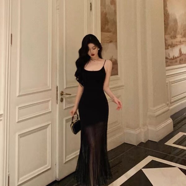 Sexy Sheath Mermaid Black Pleated Prom Dresses Birthday Outfits Evening Gown SD1029