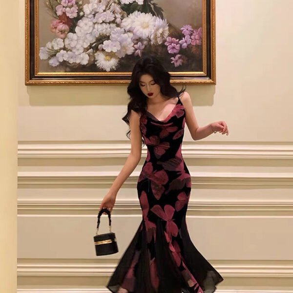 Gorgeous Mermaid Spaghetti Straps Pink Date Night Dress Long Prom Dresses Birthday Outfits SD1062