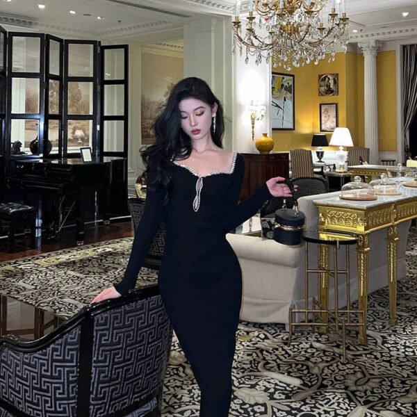 Classy Sheath Black Prom Dresses Birthday Outfits Evening Gown SD1070