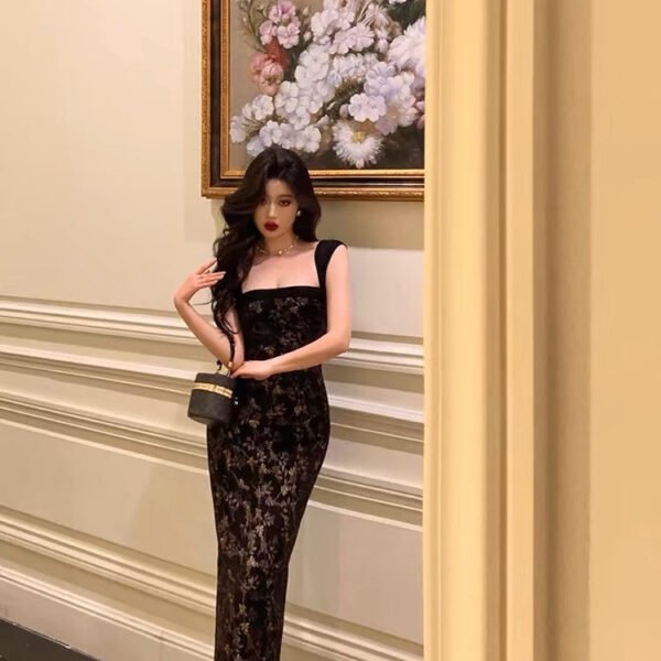 Gorgeous Mermaid Spaghetti Straps Date Night Dress Black Lace Prom Dresses Birthday Outfits SD1086