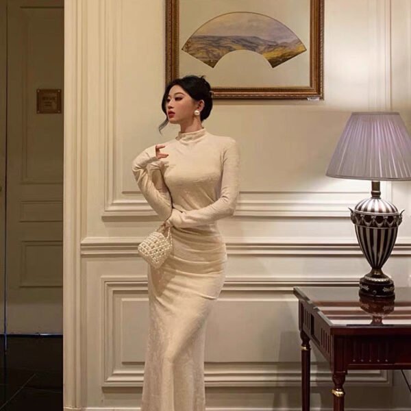 Gorgeous Mermaid High Neckline Ivory Date Night Dress Prom Dresses Birthday Outfits SD1101