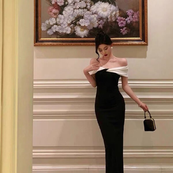 Gorgeous Mermaid Off The Shoulder Black Date Night Dress Prom Dresses Birthday Outfits SD1114