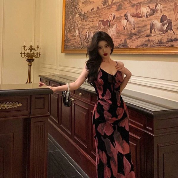 Gorgeous Mermaid Spaghetti Straps Pink Black Date Night Dress Prom Dresses Birthday Outfits SD1115