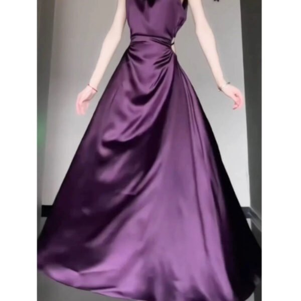 Sexy Sheath Spaghetti Straps Grape Satin Birthday Dresses Night Party Dress SD1156