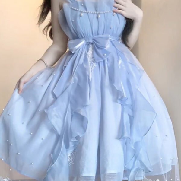 French Ball Gown Square Neckline Short Blue Lolita Dresses Party Dress Birthday Outfits SD1206