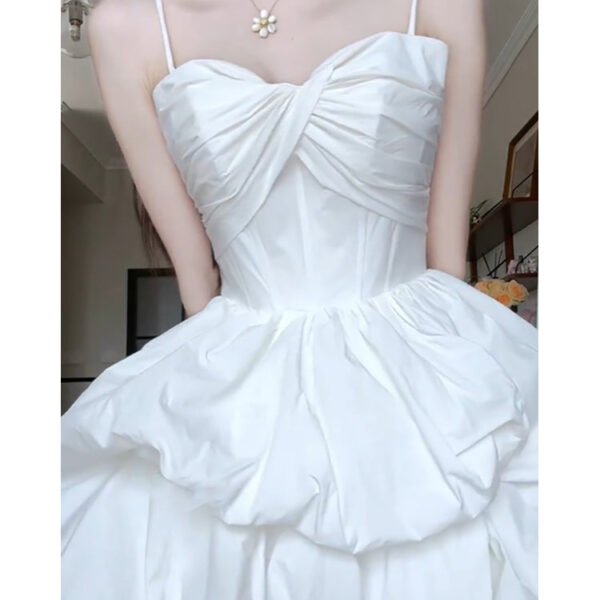 Chic High Low Spaghetti Straps White Beach Dress Party Dress Birthday Dresses Birthday Outfits SD1213