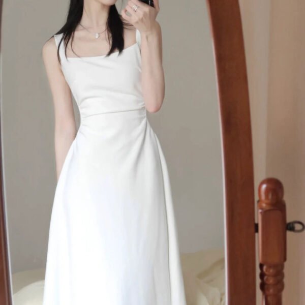 Sexy A Line Square Neckline White Holiday Dresses Night Dress Birthday Outfits SD1219