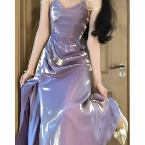 Sexy A line Spaghetti Straps Grape Women's Beach Dress Slit Vacation Dresses Birthday Dress SD1224