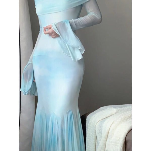 Sexy Mermaid Off The Shoulder Light Blue Women's Beach Dress Vacation Dresses Birthday Dress SD1225