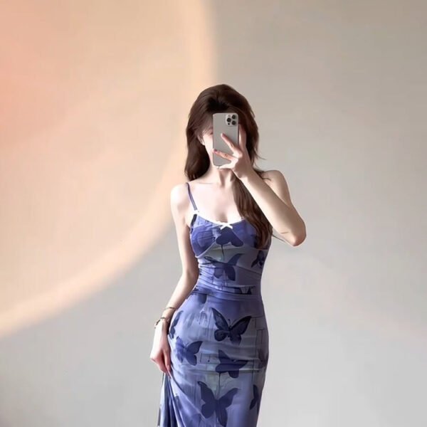 Sexy Sheath Spaghetti Straps Women's Beach Dress Vacation Dresses Birthday Dress With Butterfly SD1235