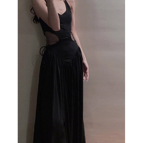 Sexy A line Spaghetti Straps Black Beach Dress Women's Vacation Dresses Birthday Dress SD1243