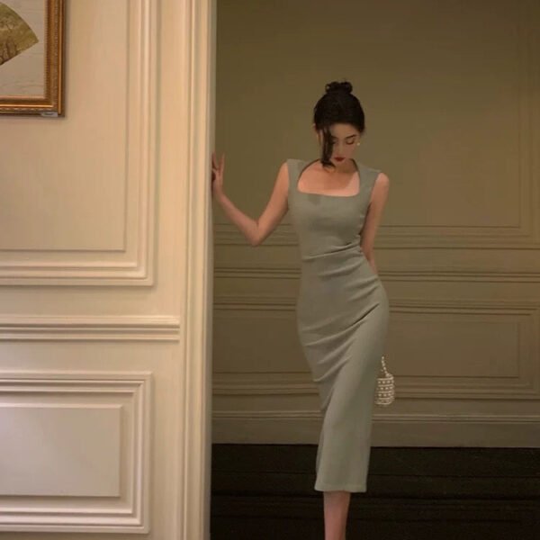 Sexy Sheath Straps Green Mid Length Prom Dresses Birthday Outfits SD308