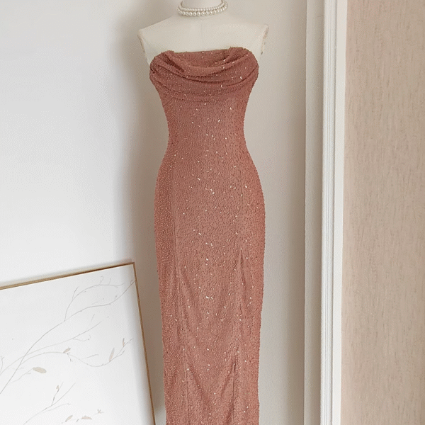 Sexy Sheath Strapless Sequin Party Dress Holiday Birthday Outfits For Women SD359