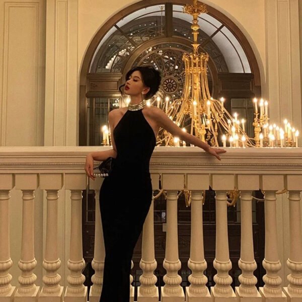 Sexy Sheath High Neckline Black Beads Ankle Length Prom Dresses Birthday Dress SD414