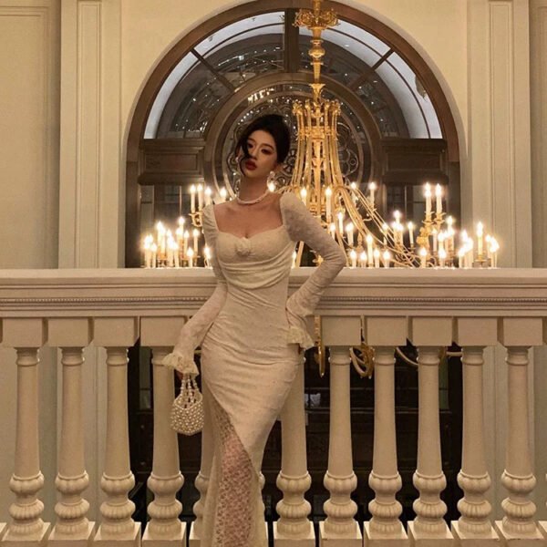 Modest Sheath Off The Shoulder Long Sleeves Lace Prom Dresses Evening Dress SD426