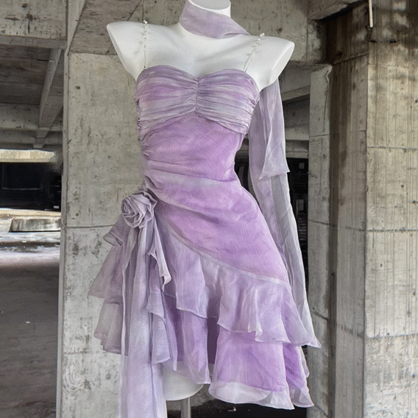 Retro Sheath Spaghetti Straps Short Lilac Cocktail Dresses Birthday Outfits SD533