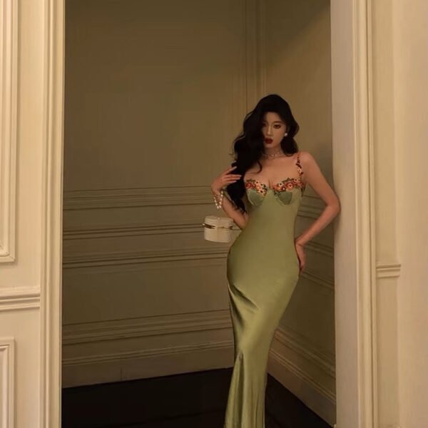 Classy Sheath Spaghetti Straps Green Long Prom Dresses Birthday Outfits Evening Gown SD996