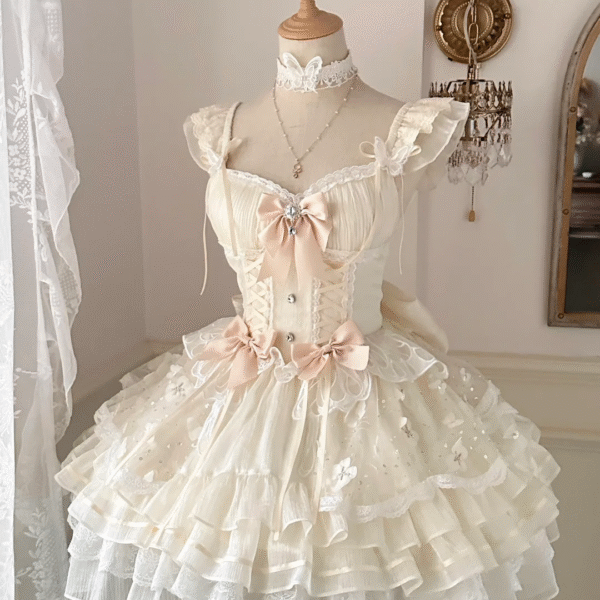 Elegant Light Champagne Tulle Layered Mini Birthday Outfits Cute Graduation Homecoming Dress S409