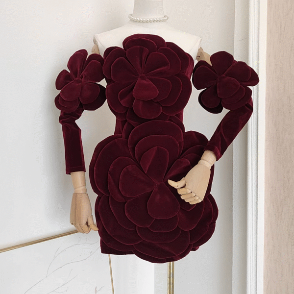 Sexy Sheath Strapless Burgundy Velvet Vacation Dresses Short Burgundy Birthday Dress With Gloves SD235